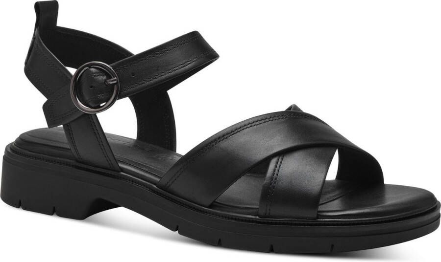 Tamaris Zwarte Casual Open Platte Sandalen Black Dames