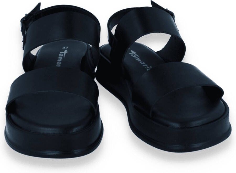 Tamaris Zwarte Casual Open Platte Sandalen Black Dames