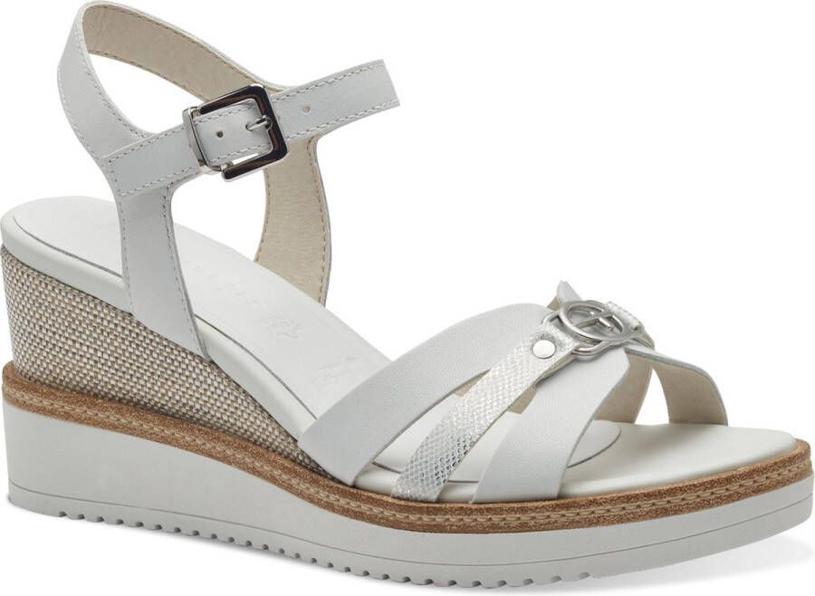 Tamaris Witte Casual Platte Sandalen White Dames