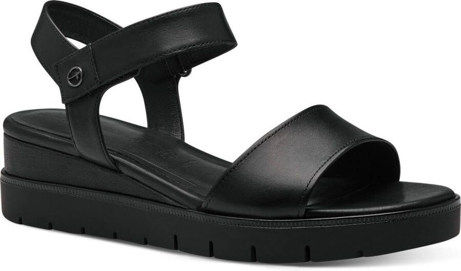 Tamaris Zwarte Casual Open Platte Sandalen Black Dames