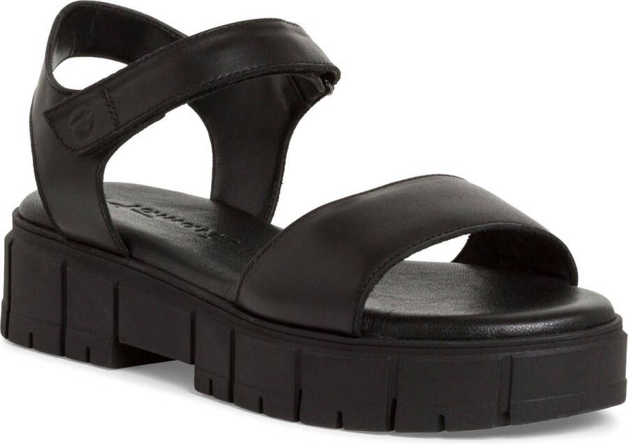 Tamaris Zwarte Casual Open Platte Sandalen Black Dames