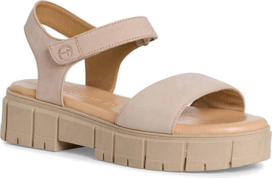 Tamaris Beige Casual Open Platte Sandalen Beige Dames