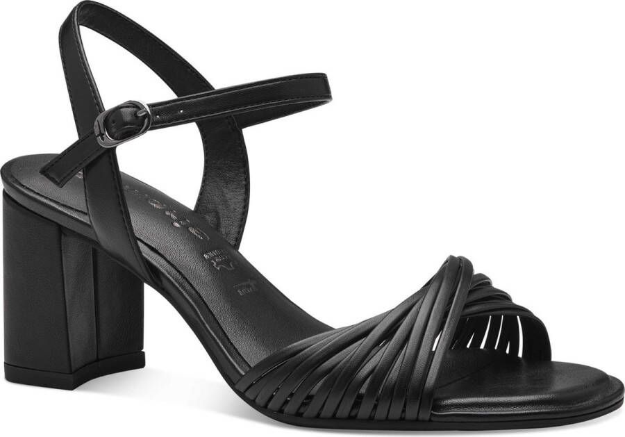 Tamaris Zwarte Elegante Open Platte Sandalen Black Dames