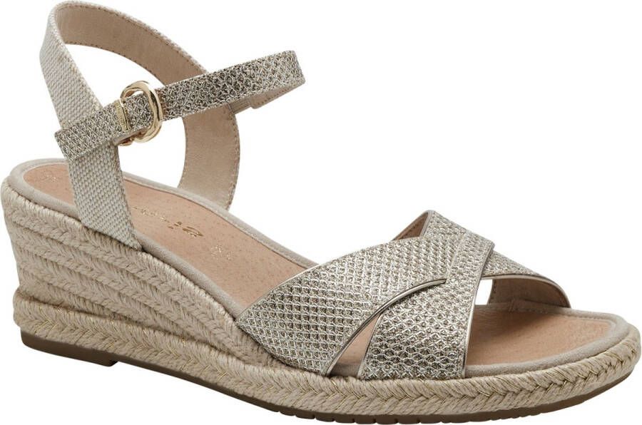 Tamaris Gouden Glitter Sandalette Sleehak Multicolor Dames