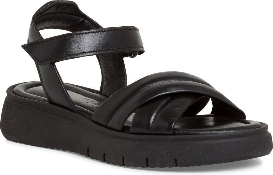 Tamaris Zwarte Leren Casual Open Sandalen Black Dames