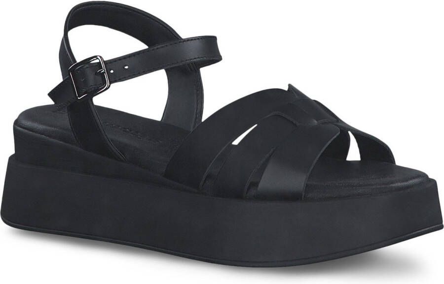 Tamaris Leren Platte Sandalen voor Dames Black Dames