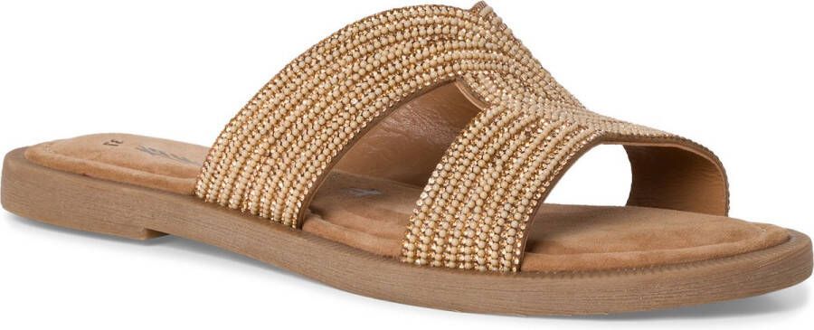 Tamaris Metallic Gouden Leren Slipper Multicolor Dames