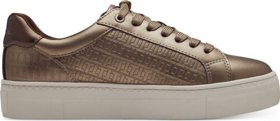 Tamaris Metallic Taupe Platform Sneakers Brown Dames