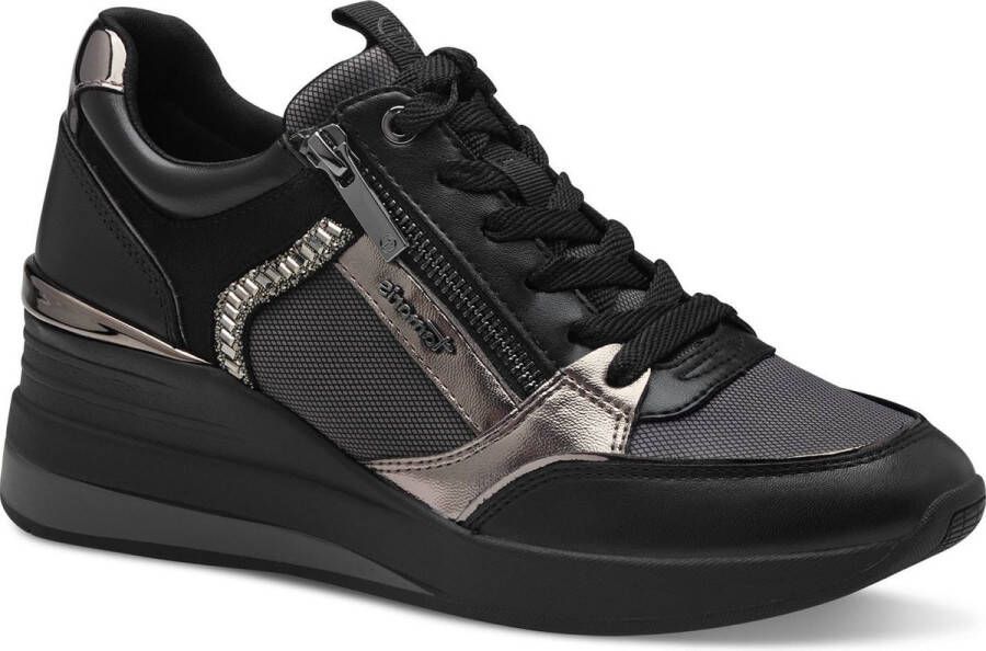 Tamaris Sneakers met glitter en metallic details Black Dames