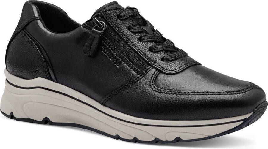 Tamaris Zwarte leren sneaker met comfortkenmerken Black Dames