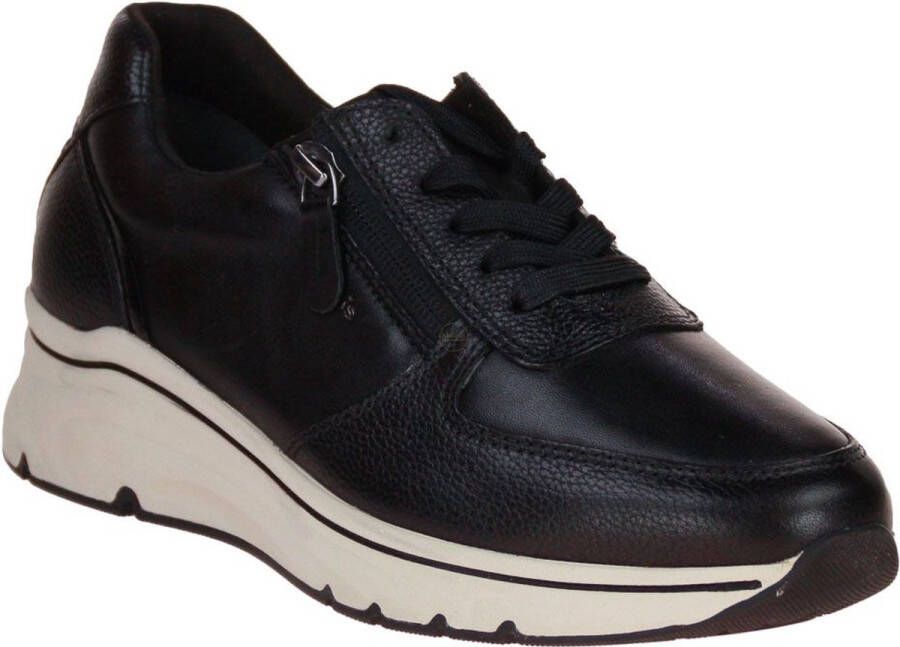 Tamaris Zwarte leren sneaker met comfortkenmerken Black Dames