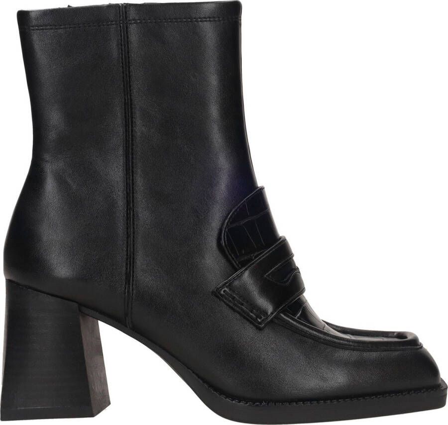 Tamaris Trendy vegan enkellaars met opvallende hak Black Dames