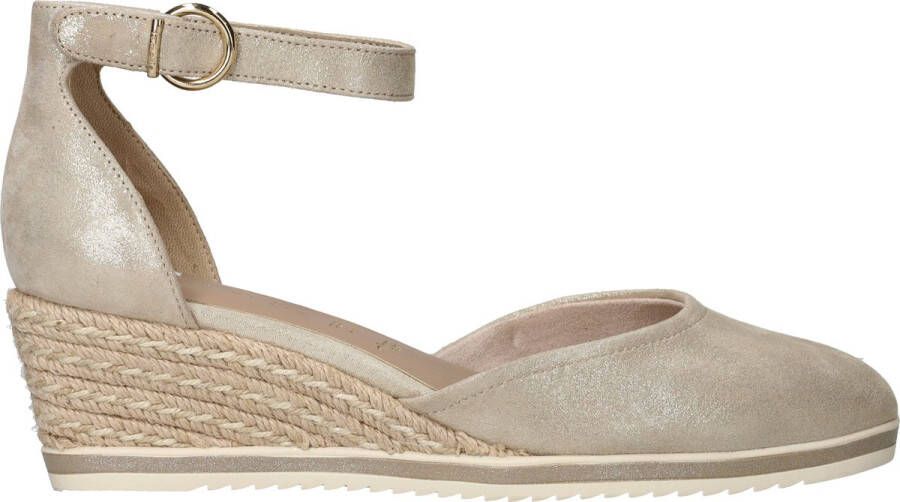 Tamaris Gouden Champagne Leren Espadrille met Klittenband Yellow Dames