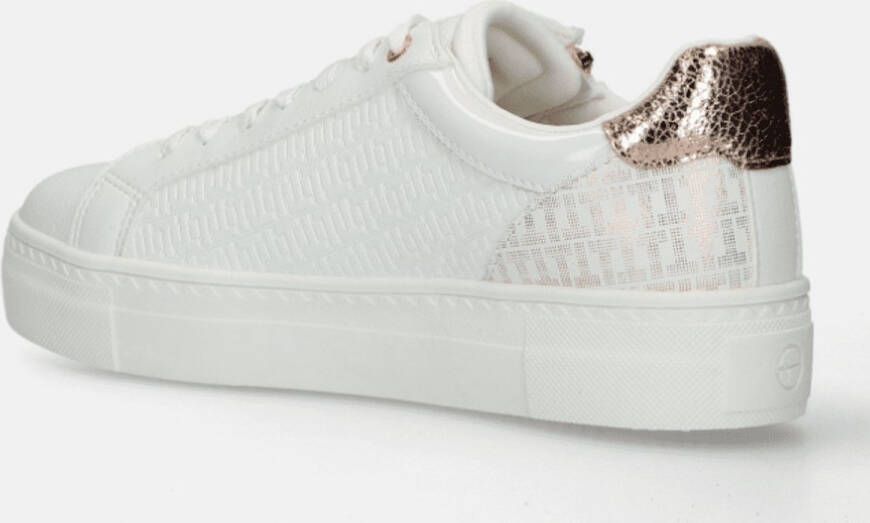 Tamaris dames sneakers met rosékleurige details Wit Uitneembare zool - Foto 1