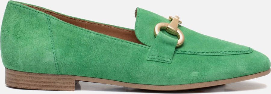 Tamaris Groene suède loafers met verharde hiel en gouden detail Green Dames - Foto 1