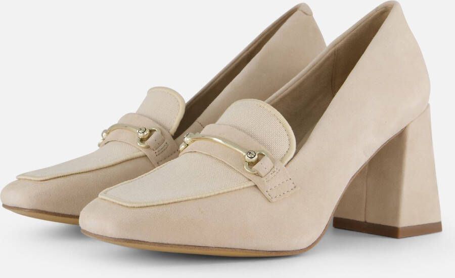 Tamaris Beige Suède Pump met Gouden Detail Beige Dames