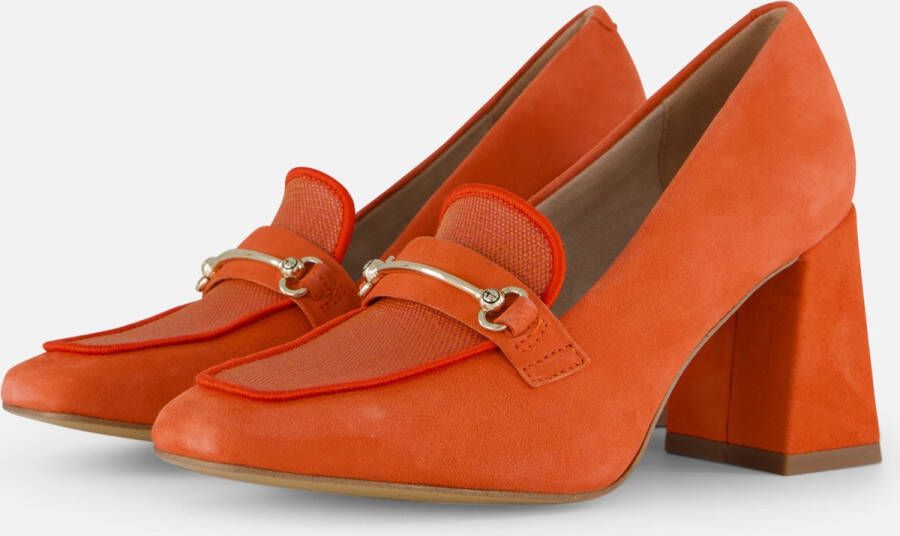 Tamaris Trendy Oranje Suède Pump met Zilveren Detail Orange Dames