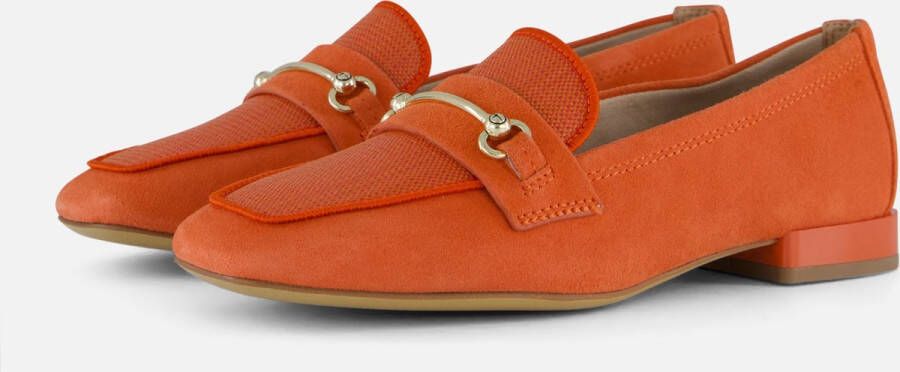 Tamaris Stijlvolle Oranje Suède Loafers met Leren Voetbed Orange Dames