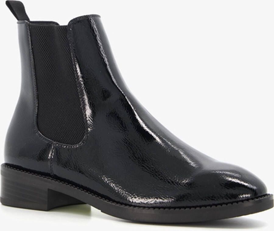 Tamaris lage dames chelsea boots zwart lak