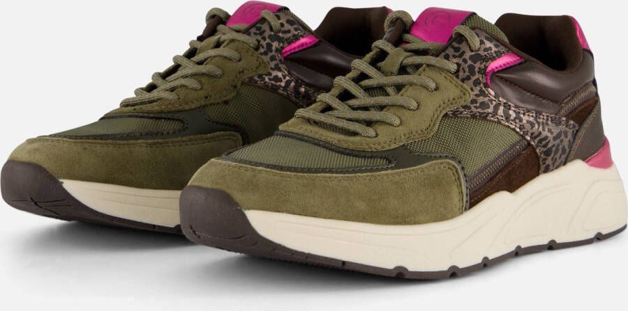 Tamaris Sneakers met sleehak lage schoen veterschoen freizeitschoen met contrastafwerkingen