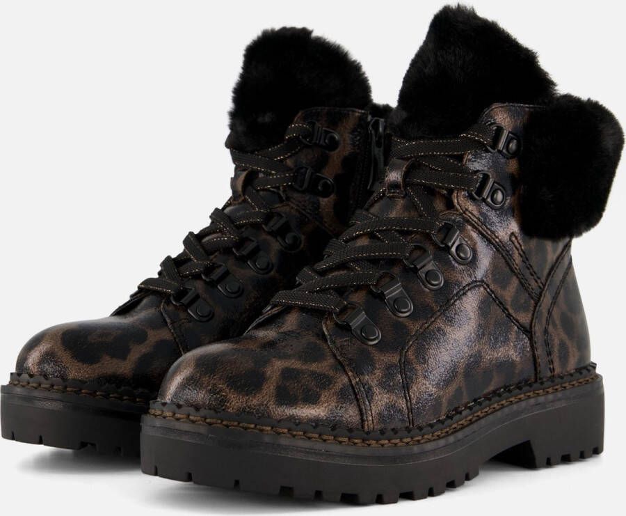 Tamaris Leopard Veterboots zwart Textiel