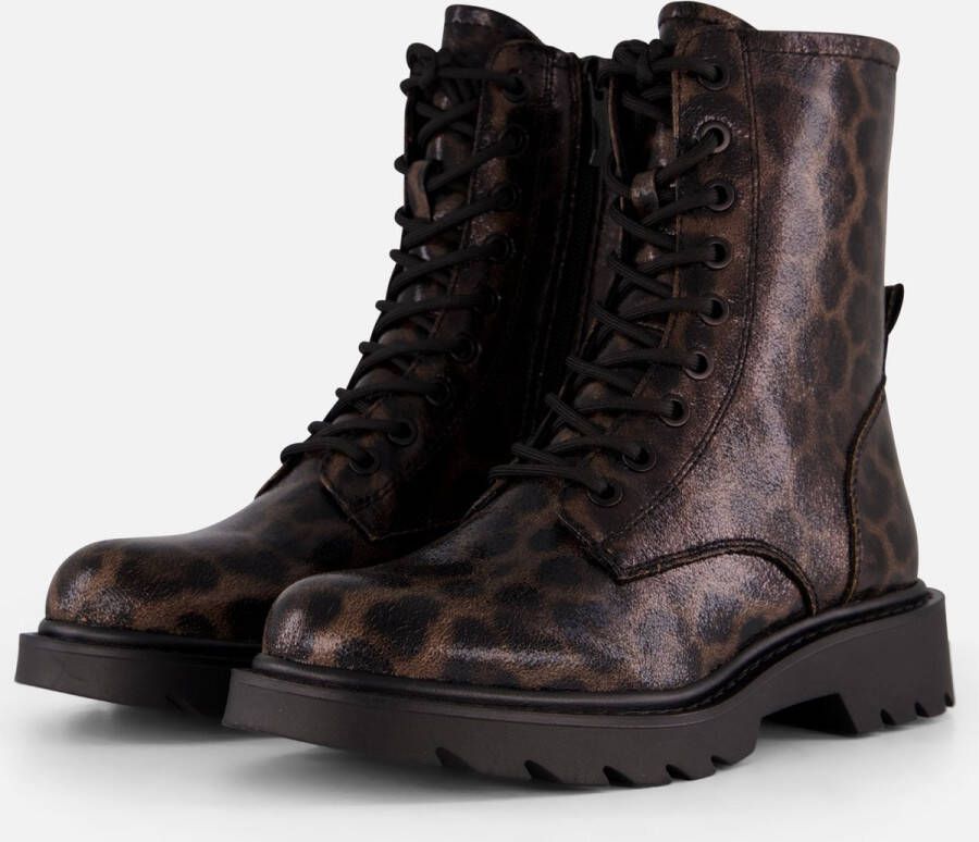 Tamaris Leopard Veterboots zwart Textiel