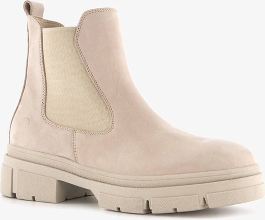 Tamaris leren dames chelsea boots beige