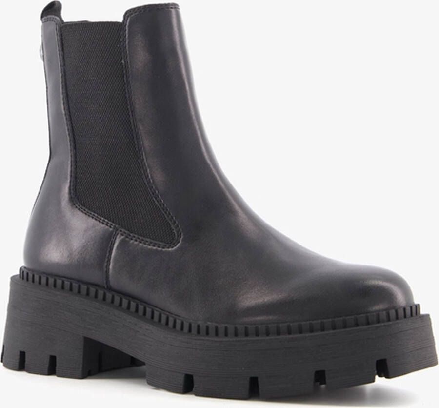 Tamaris leren dames chelsea boots zwart