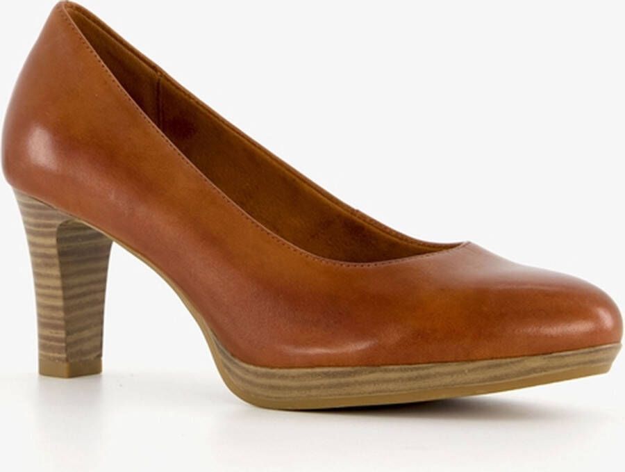 Tamaris leren dames pumps cognac