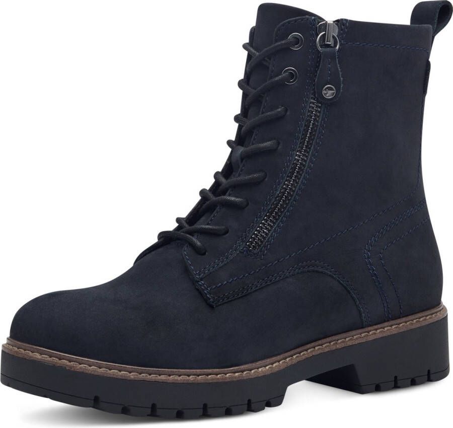 Tamaris Veterschoenen blokhak veterschoen enkellaars met decoratieve rits aan de buitenkant