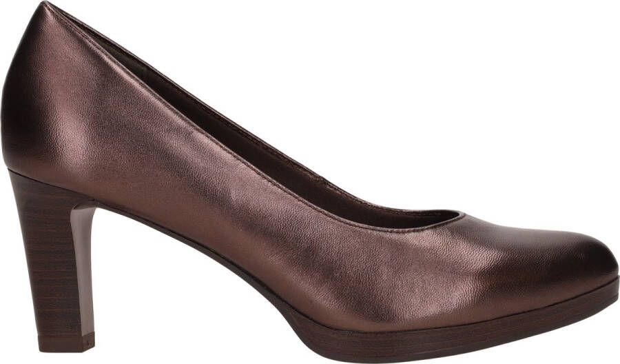 Tamaris Bruine Glanzende Pump met Comfortabele Hak Brown Dames