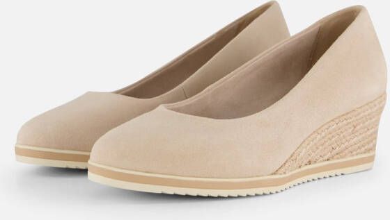 Tamaris Pumps met sleehak beige Leer Dames