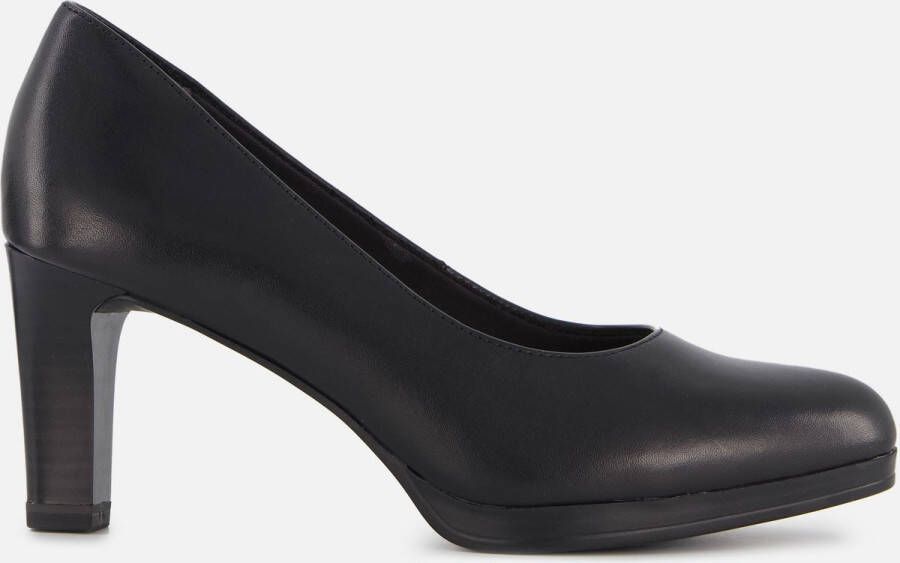 Tamaris Elegante zwarte leren pump met 7 cm hak Black Dames