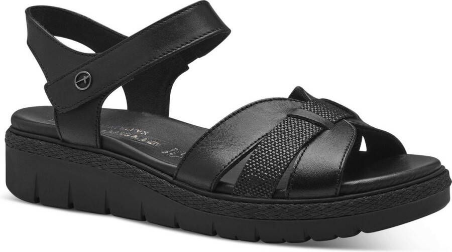 Tamaris Zwarte Casual Open Platte Sandalen Black Dames