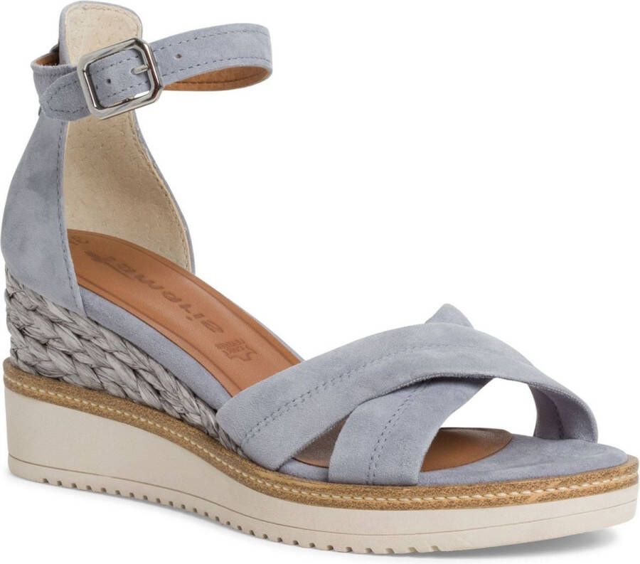 Tamaris Blauwe Suède Sleehak Sandalen Blue Dames