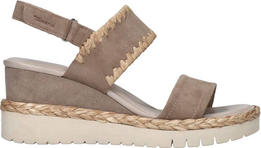 Tamaris Sandalen sleehak taupe Leer Dames