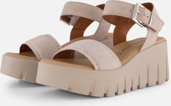 Tamaris Beige Suède Platte Sandalen Beige Dames