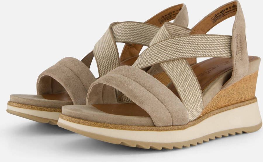 Tamaris Sandalen met sleehak taupe Leer Dames