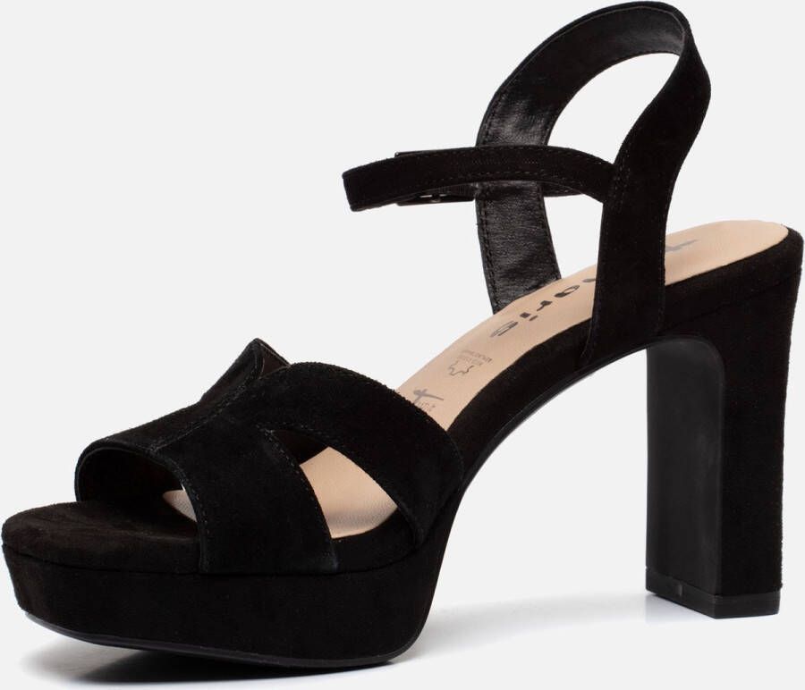 Tamaris Zwarte Suède Sandalette met Enkelbandje Black Dames