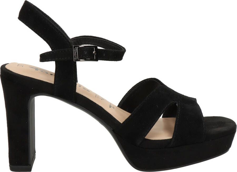 Tamaris Zwarte Suède Sandalette met Enkelbandje Black Dames