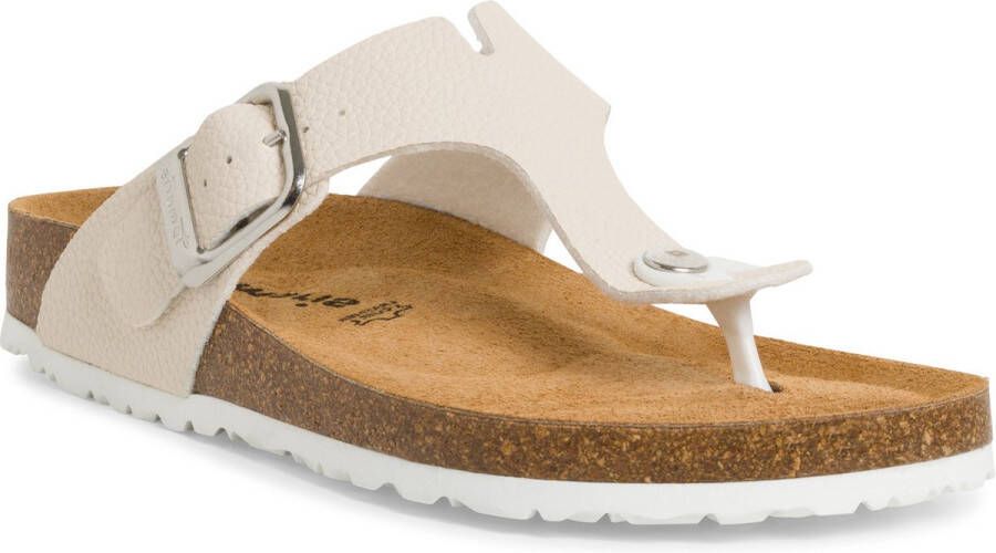 Tamaris Ivoor Leren Voetbed Slipper Beige Dames