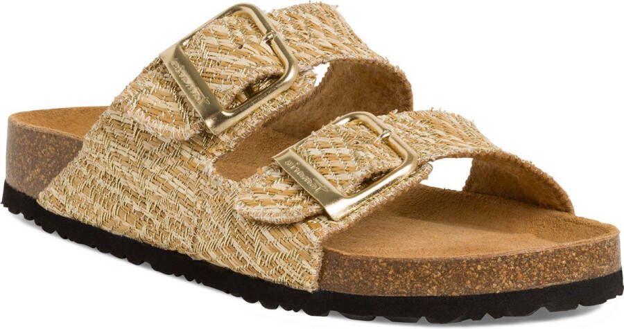 Tamaris Gouden Slipper met Leren Voetbed Beige Dames