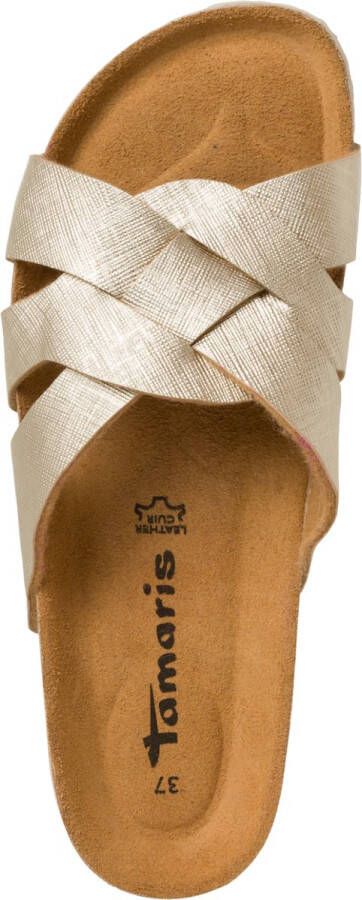 Tamaris Metallic Gouden Band Slipper Yellow Dames