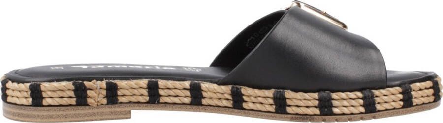 Tamaris Zwarte Trendy Slipper met Unieke Zool Black Dames