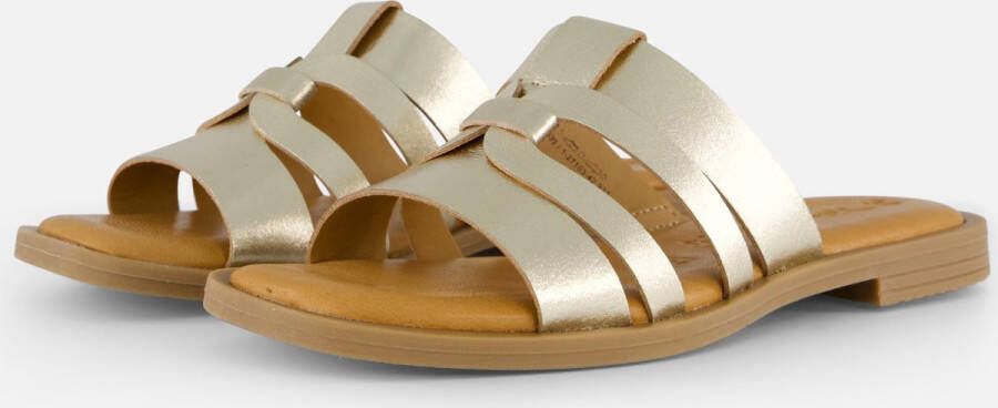 Tamaris Metallic Gouden Leren Slipper Multicolor Dames