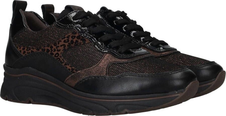 Tamaris Zwarte Glitter Dierenprint Sneaker Black Dames