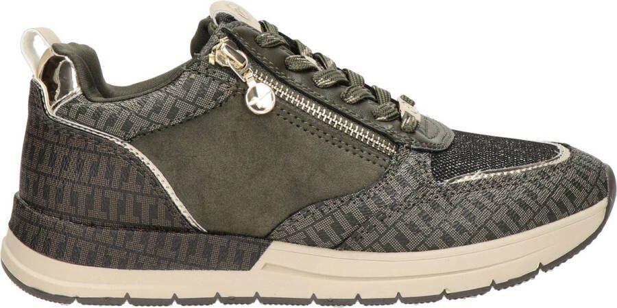 Tamaris Trendy olijfgroene sneakers met glitter Green Dames