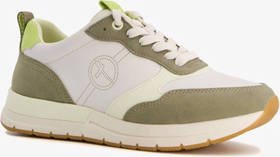 Tamaris vegan dames sneakers groen beige Uitneembare zool