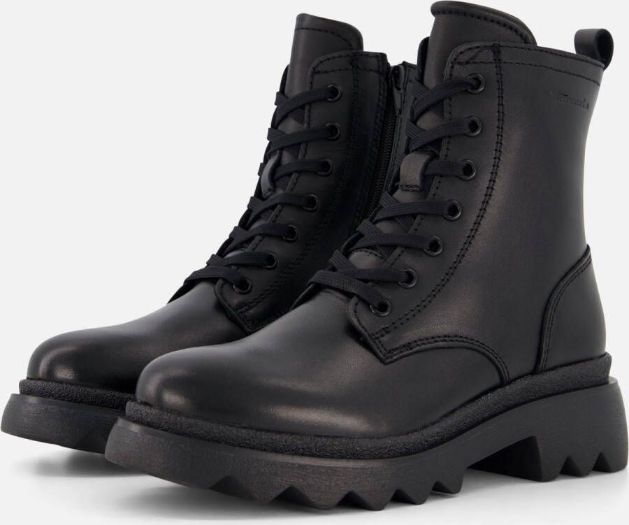 Tamaris Stoere zwarte veterschoen voor dames Black Dames