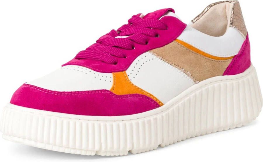 Tamaris Gestreepte Platform Sneakers in Roze Oranje Multicolor Dames